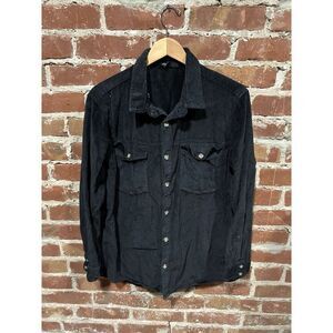 Roxy Womens Black Long Sleeve Corduroy Button Up Shirt Size Medium